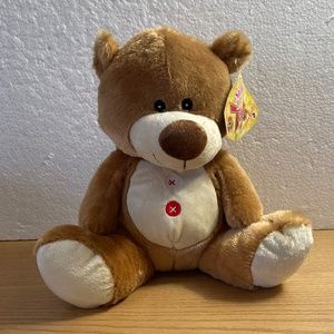 Kellytoy Sugar Loaf Bear Tan Teddy Embroidered X on Belly Stuffed Animal 2016